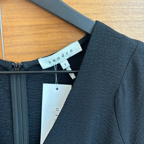 NWT Sandro Sheath Dress Black Peplum, Size 3/ US L-8 - Picture 4 of 13